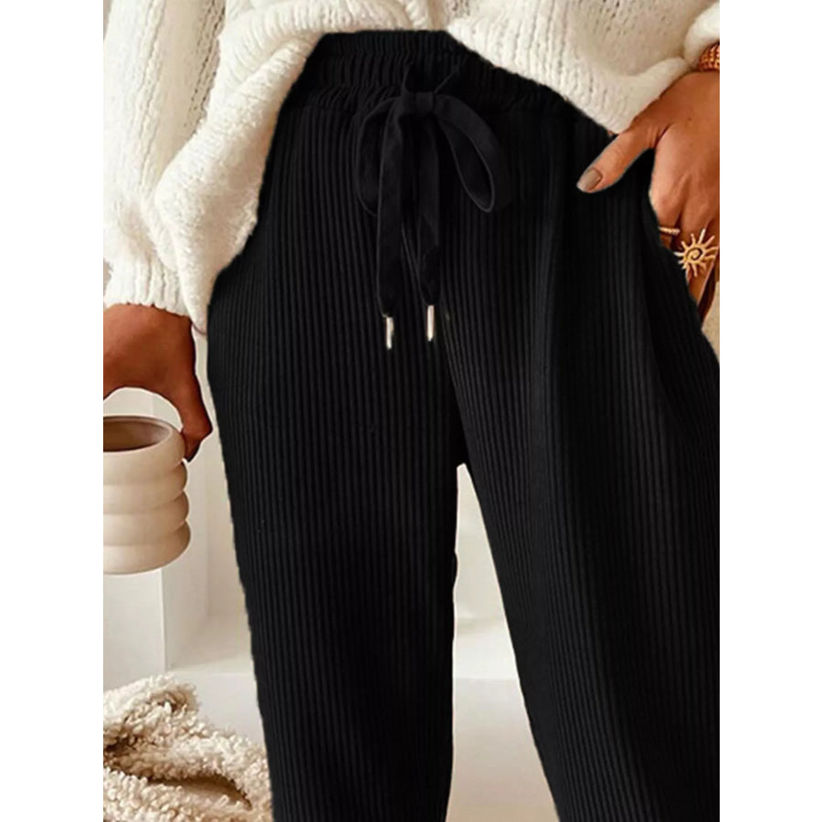 Casual Corduroy Drawstring Waist Pants Apparel and Accessories