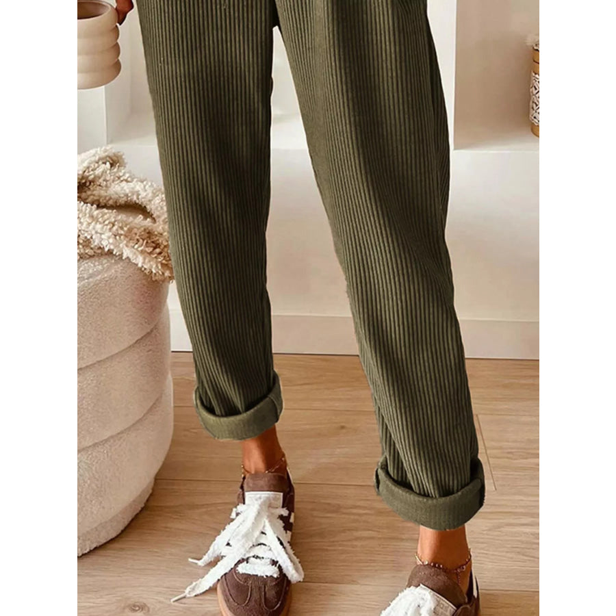 Casual Corduroy Drawstring Waist Pants Apparel and Accessories