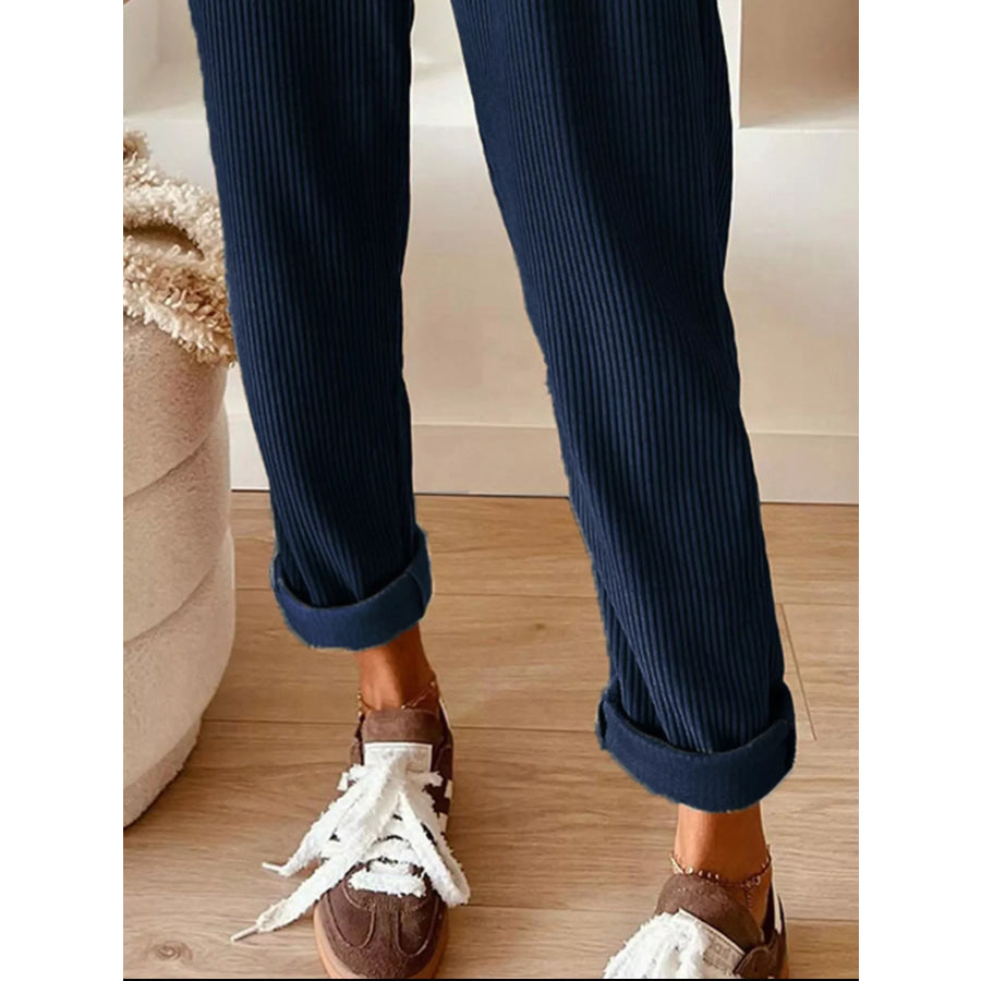 Casual Corduroy Drawstring Waist Pants Apparel and Accessories