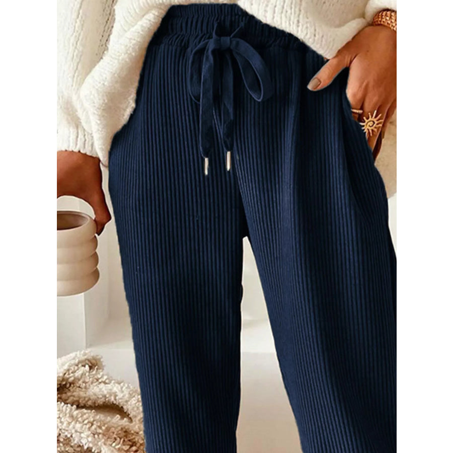 Casual Corduroy Drawstring Waist Pants Apparel and Accessories