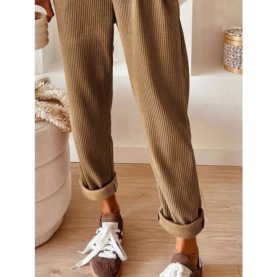 Casual Corduroy Drawstring Waist Pants Apparel and Accessories