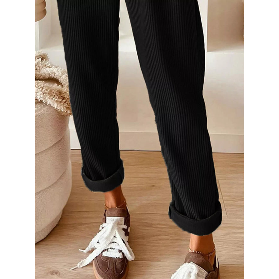 Casual Corduroy Drawstring Waist Pants Apparel and Accessories