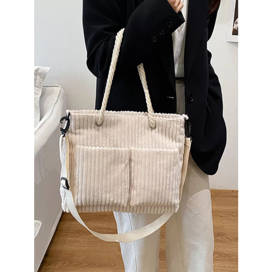 Casual Corduroy Handbag White / onesize Apparel and Accessories