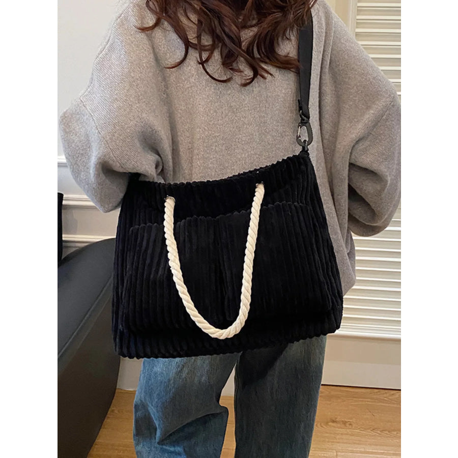 Casual Corduroy Handbag Black / onesize Apparel and Accessories