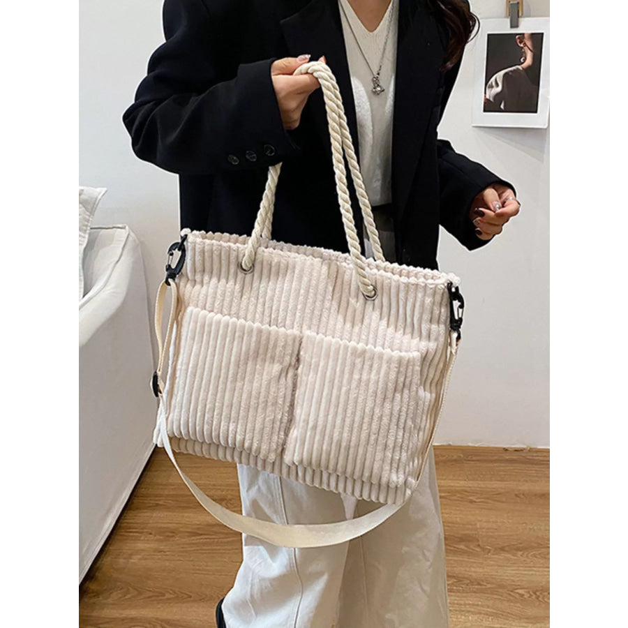 Casual Corduroy Handbag White / onesize Apparel and Accessories