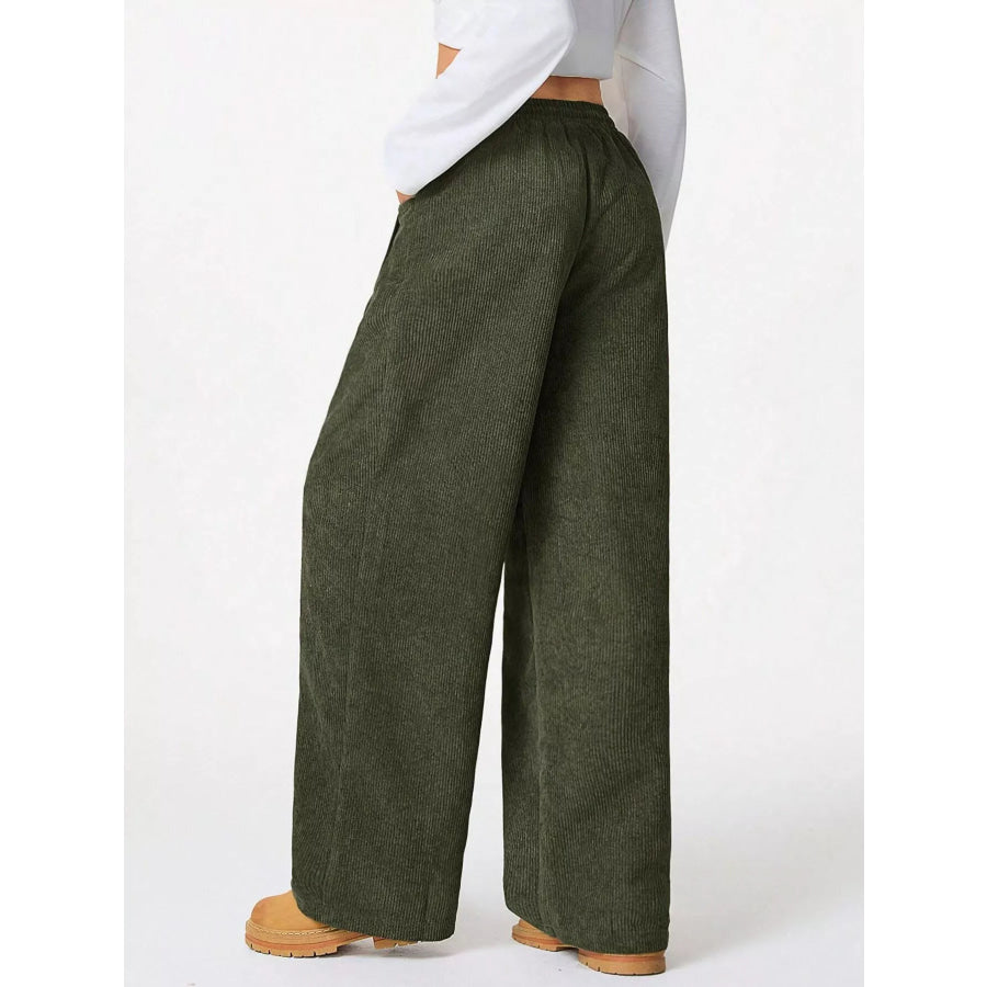 Casual Corduroy Wide Leg Pants Apparel and Accessories
