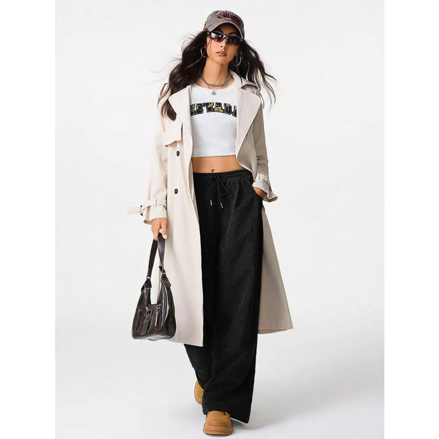 Casual Corduroy Wide Leg Pants Apparel and Accessories