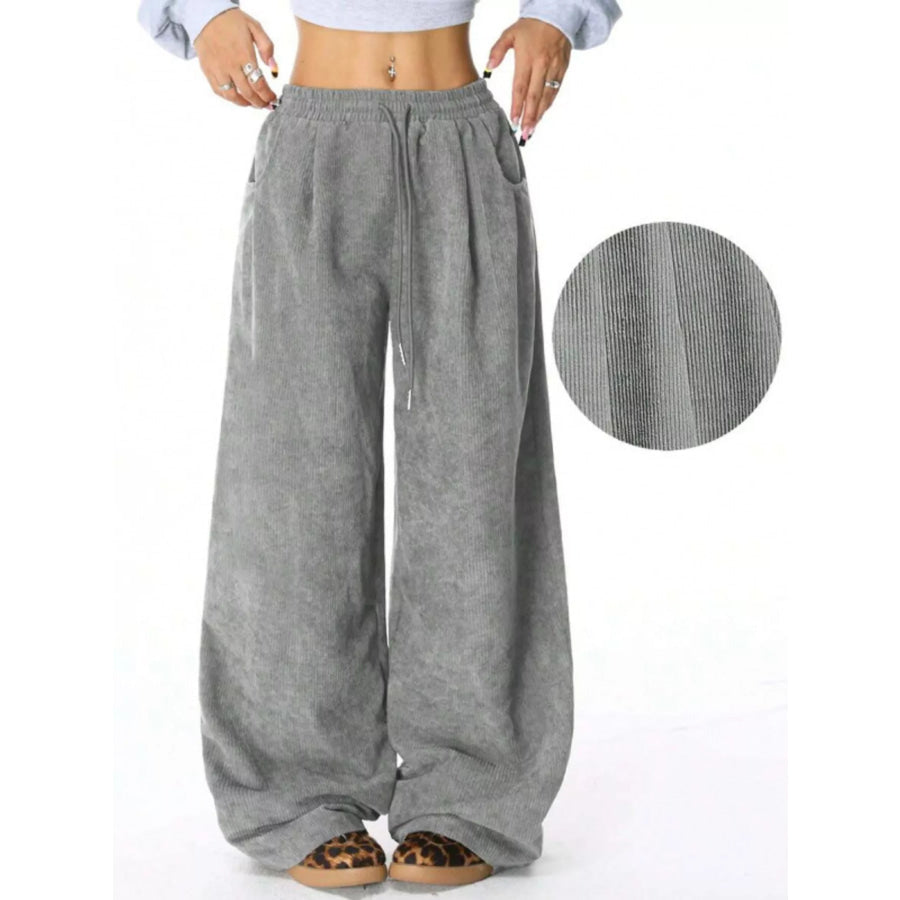 Casual Corduroy Wide Leg Pants Apparel and Accessories