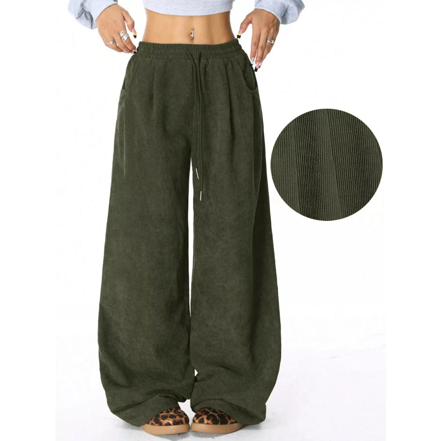 Casual Corduroy Wide Leg Pants Apparel and Accessories