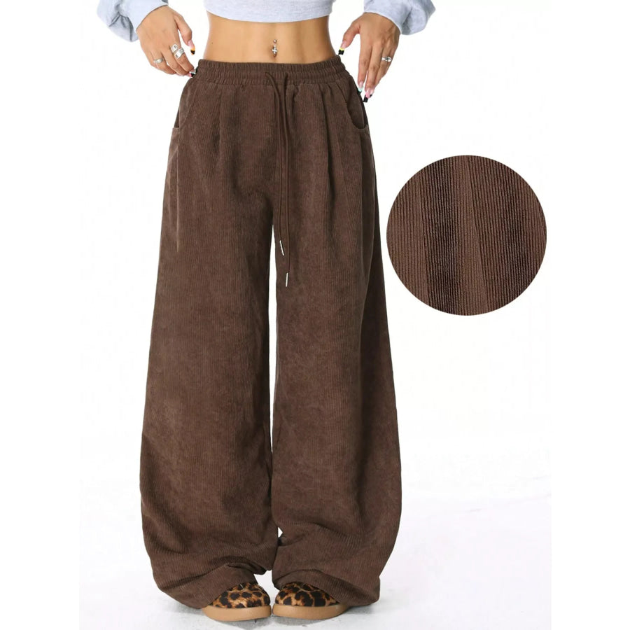 Casual Corduroy Wide Leg Pants Apparel and Accessories