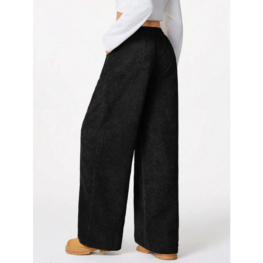 Casual Corduroy Wide Leg Pants Apparel and Accessories