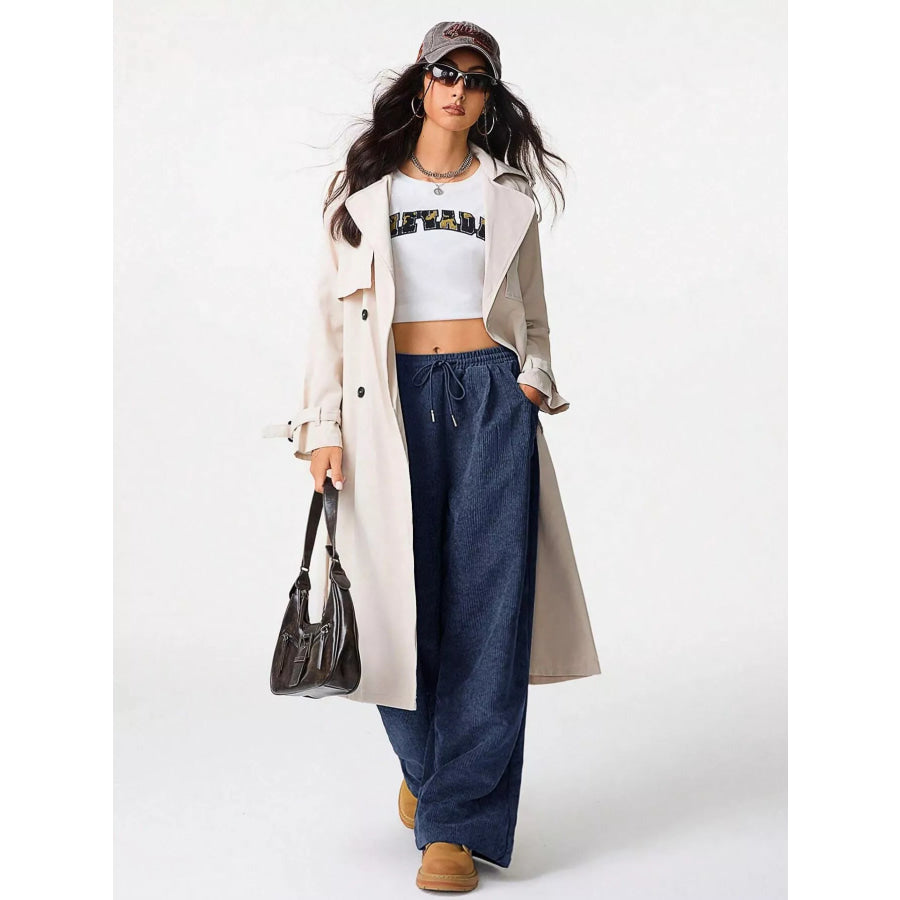 Casual Corduroy Wide Leg Pants Apparel and Accessories