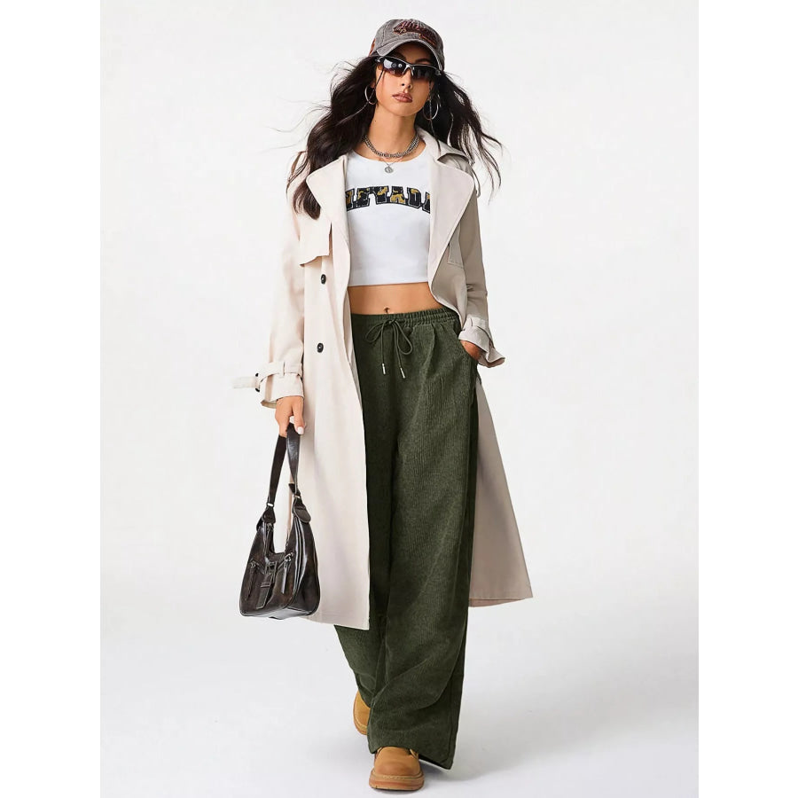 Casual Corduroy Wide Leg Pants Apparel and Accessories