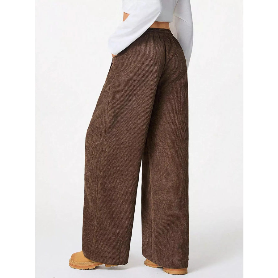 Casual Corduroy Wide Leg Pants Apparel and Accessories