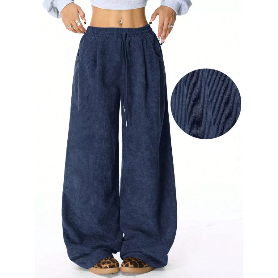 Casual Corduroy Wide Leg Pants Apparel and Accessories