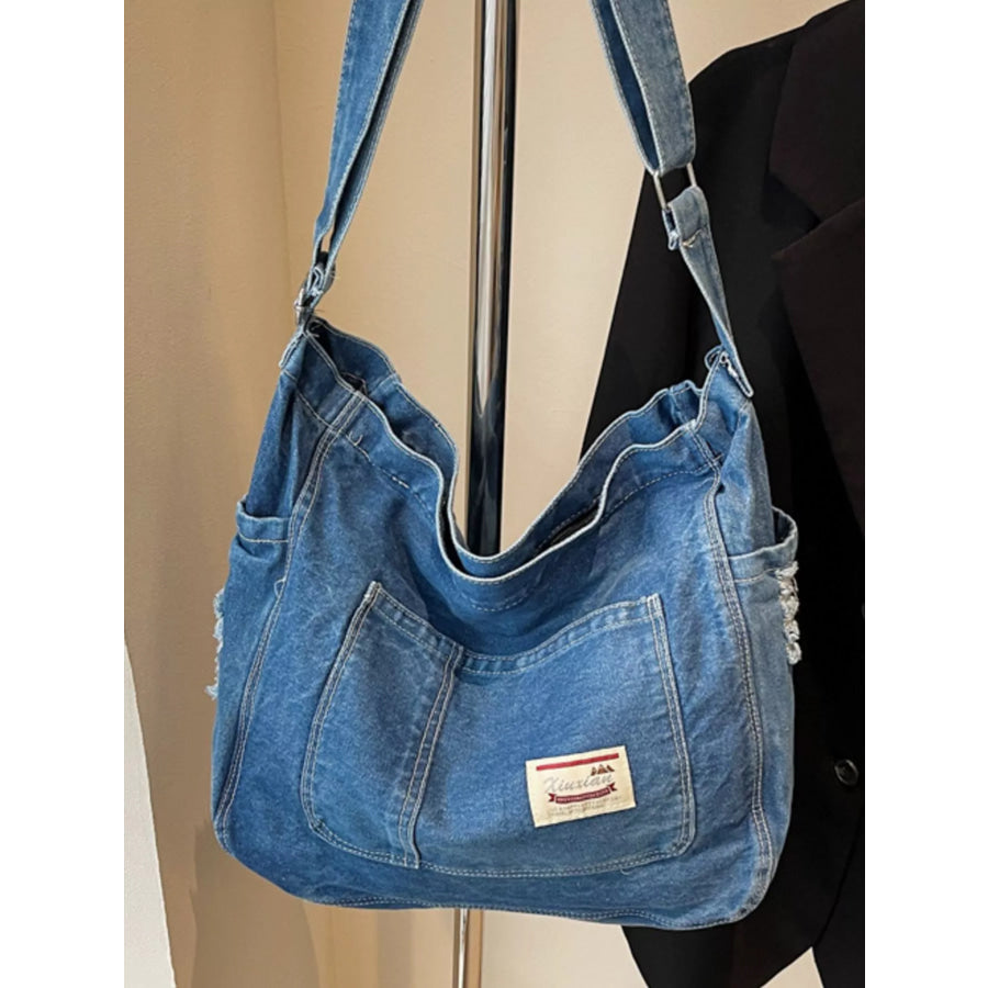Casual Denim Crossbody Bag Blue / One Size Apparel and Accessories