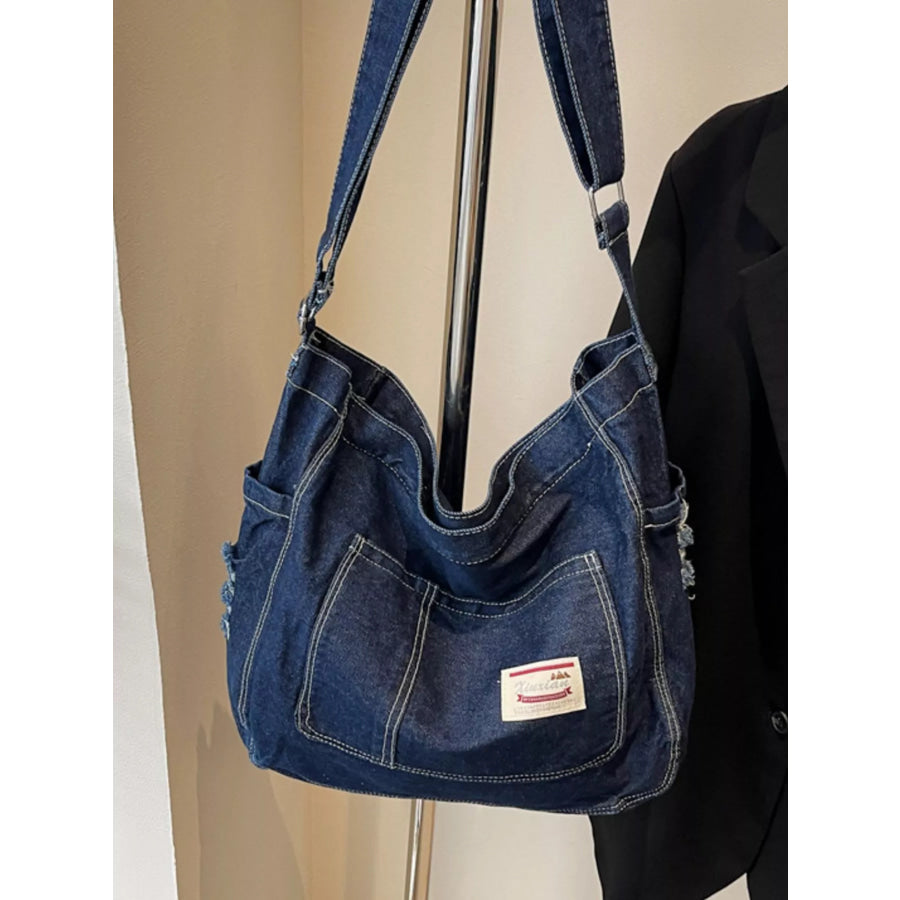 Casual Denim Crossbody Bag Dark Blue / One Size Apparel and Accessories