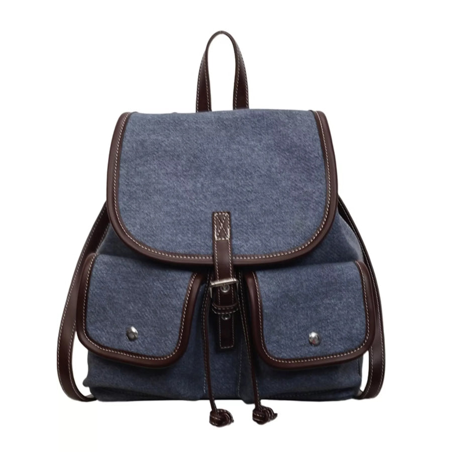 Casual Denim Flap Backpack Bag Dark Blue / onesize Apparel and Accessories