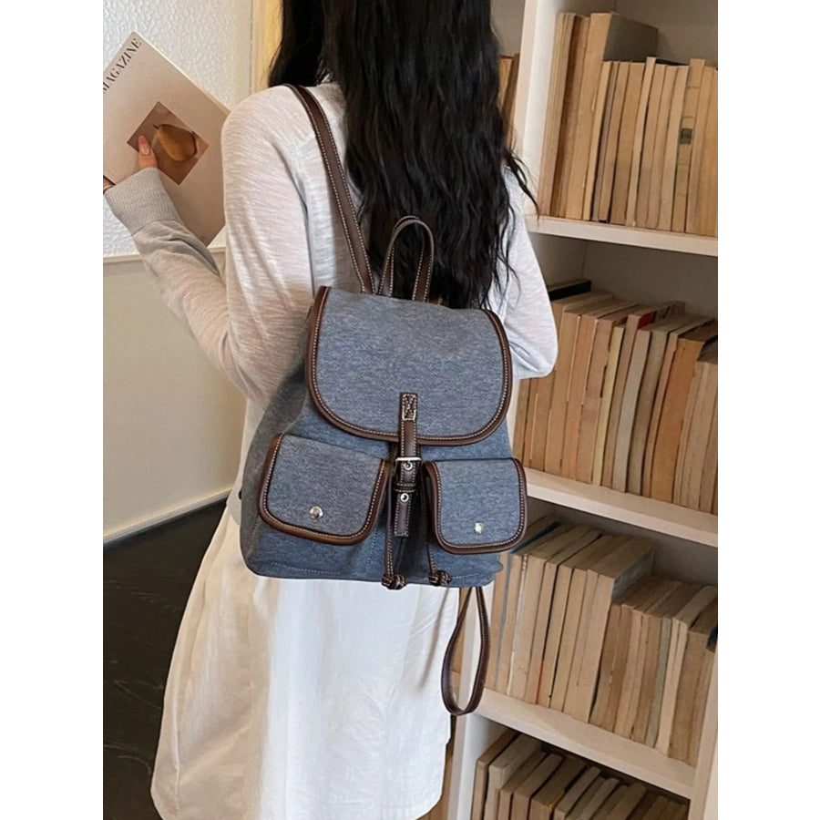 Casual Denim Flap Backpack Bag Dark Blue / onesize Apparel and Accessories