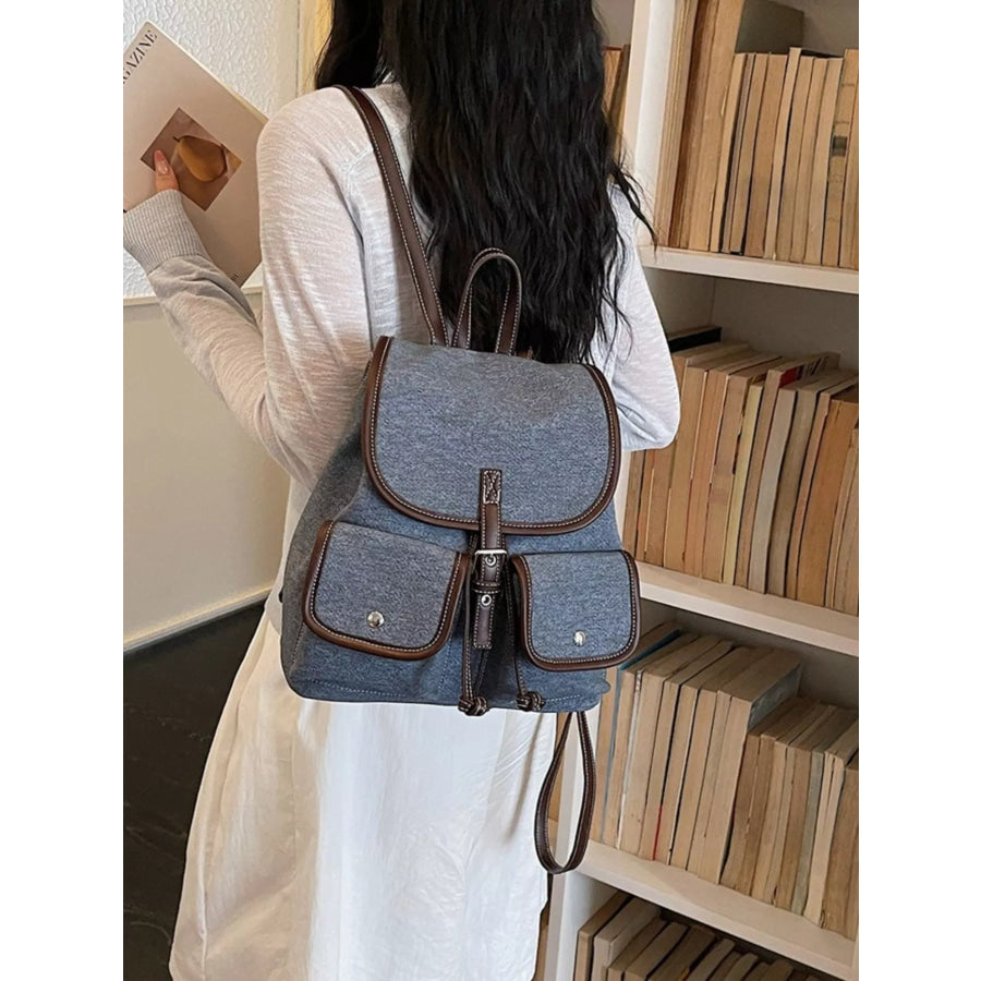 Casual Denim Flap Backpack Bag Dark Blue / onesize Apparel and Accessories