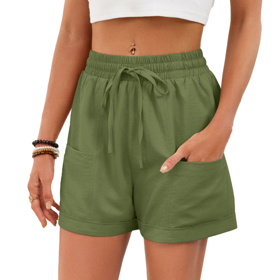 Casual Drawstring Elastic Waist Shorts Army Green / S Apparel and Accessories