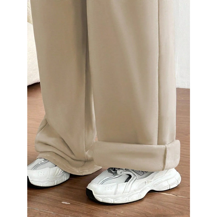 Casual Drawstring High Waist Wide Leg Sweatpants Apparel and Accessories