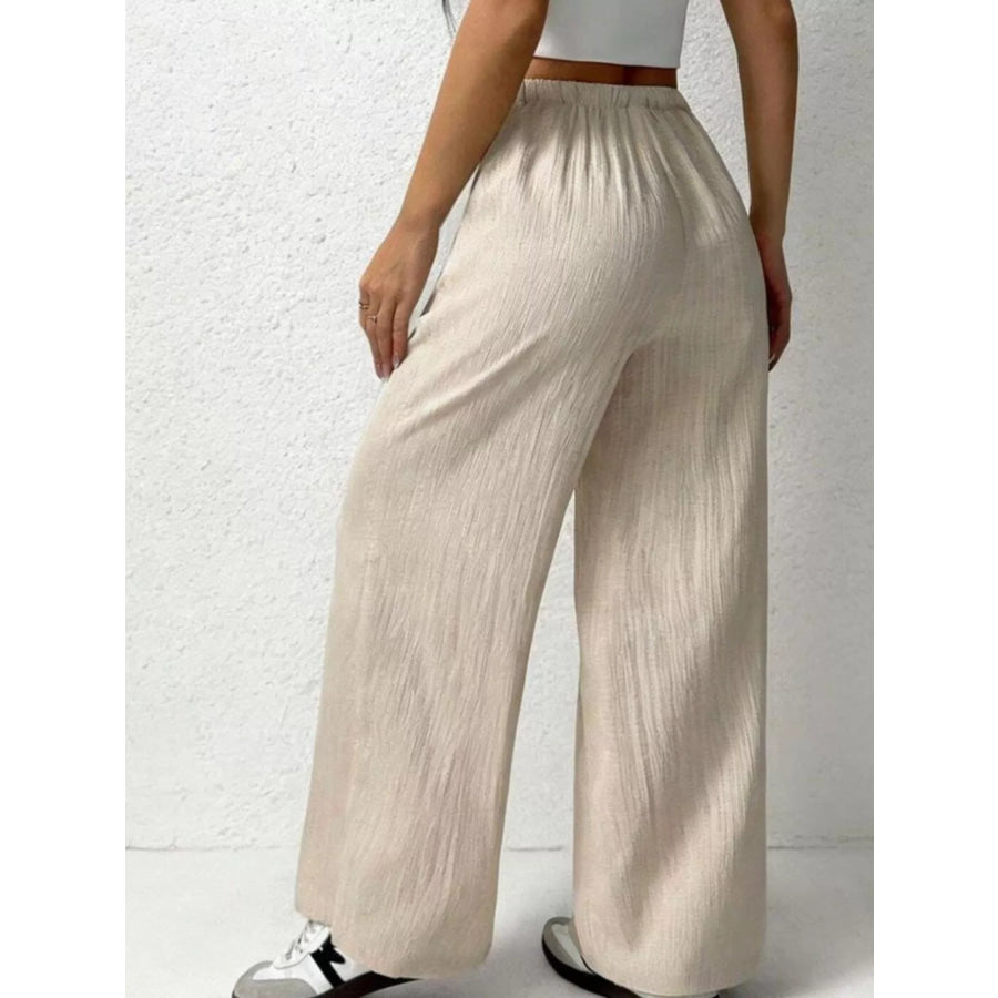 Casual Drawstring Wide Leg Pants Apparel and Accessories