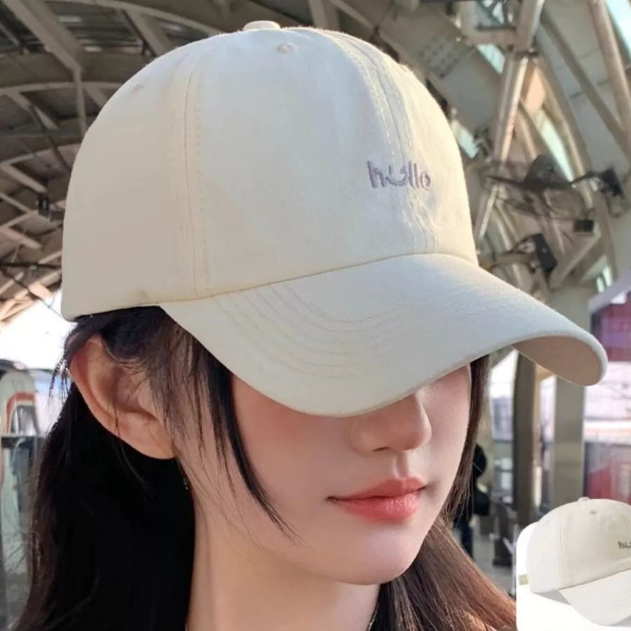 Casual Embroidered Baseball Cap Beige / One Size Apparel and Accessories