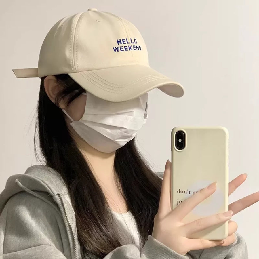 Casual Embroidered Baseball Cap Beige / One Size Apparel and Accessories