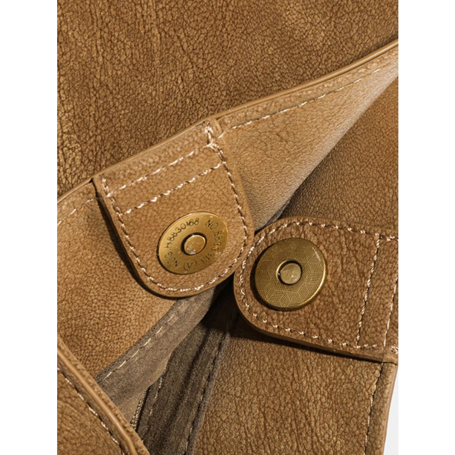 Casual Faux Leather Shoulder Bag Brown / One Size Apparel and Accessories