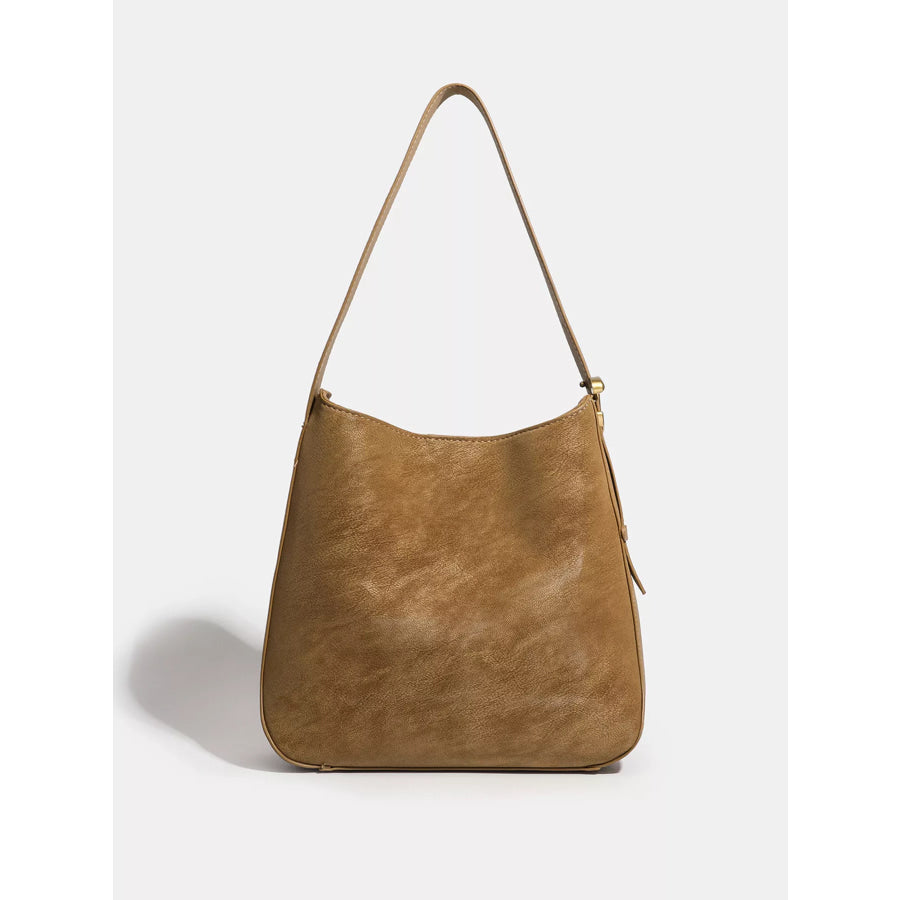 Casual Faux Leather Shoulder Bag Brown / One Size Apparel and Accessories
