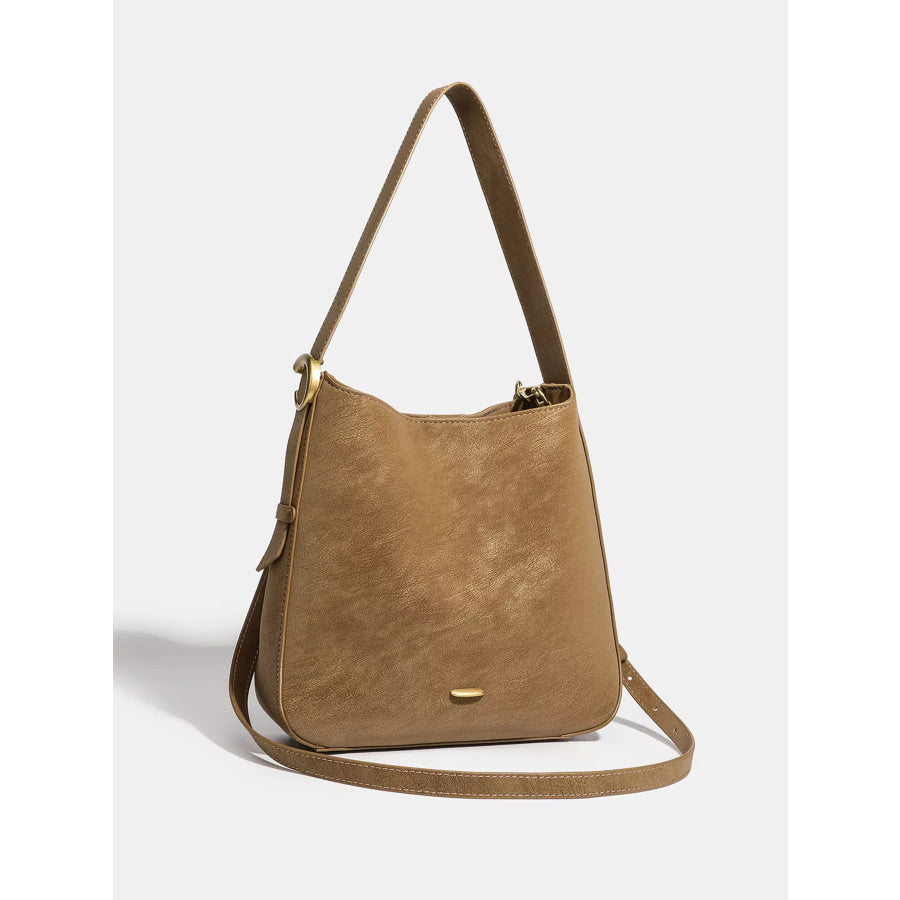 Casual Faux Leather Shoulder Bag Brown / One Size Apparel and Accessories