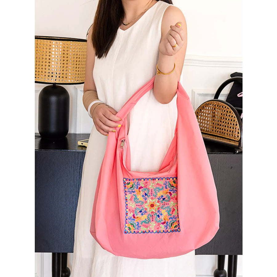 Casual Handbag with Zipper Pink / ONESIZE Apparel and Accessories