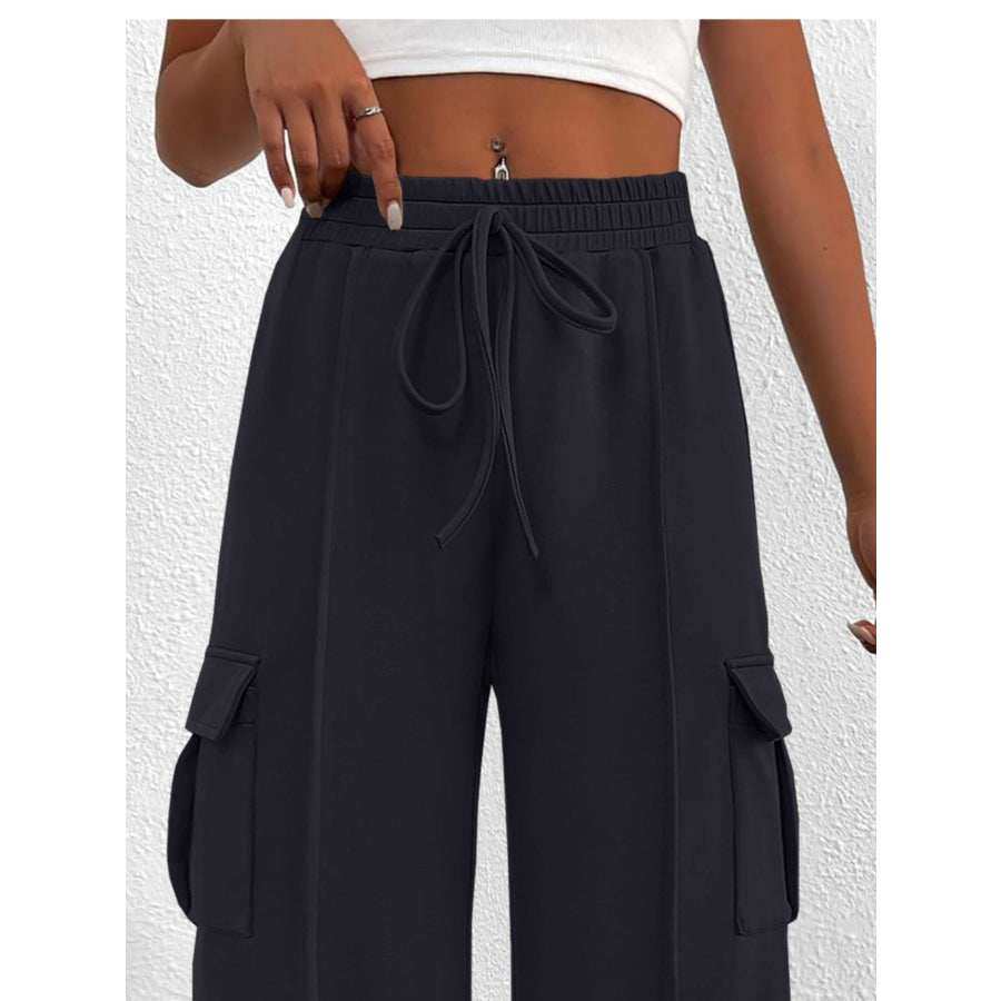 Casual High Waist Cargo Pants with Drawstring Apparel and Accessories