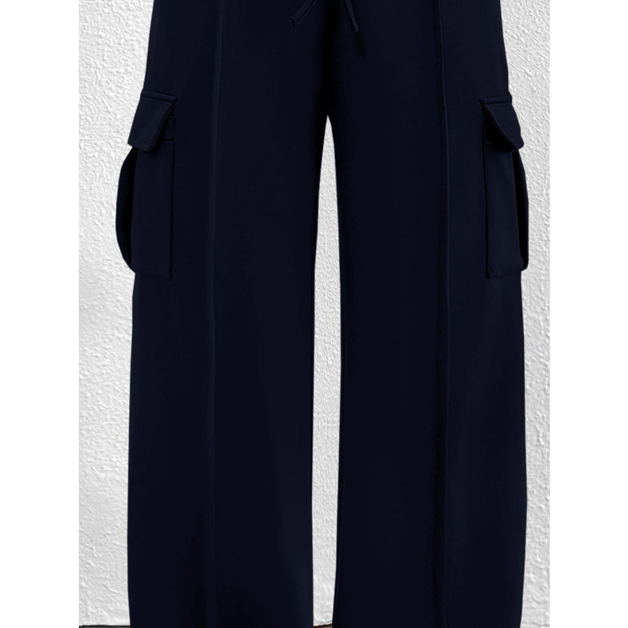 Casual High Waist Cargo Pants with Drawstring Apparel and Accessories