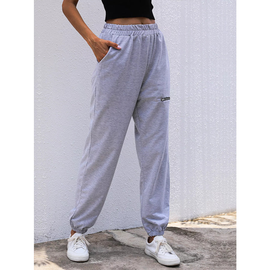 Casual High Waist Cutout Joggers Light Gray / S Apparel and Accessories
