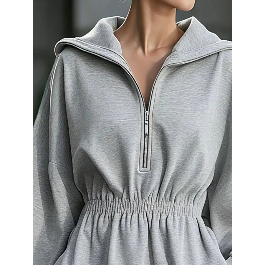 Casual Hooded Quarter-Zip Sweatshirt Dress Apparel and Accessories