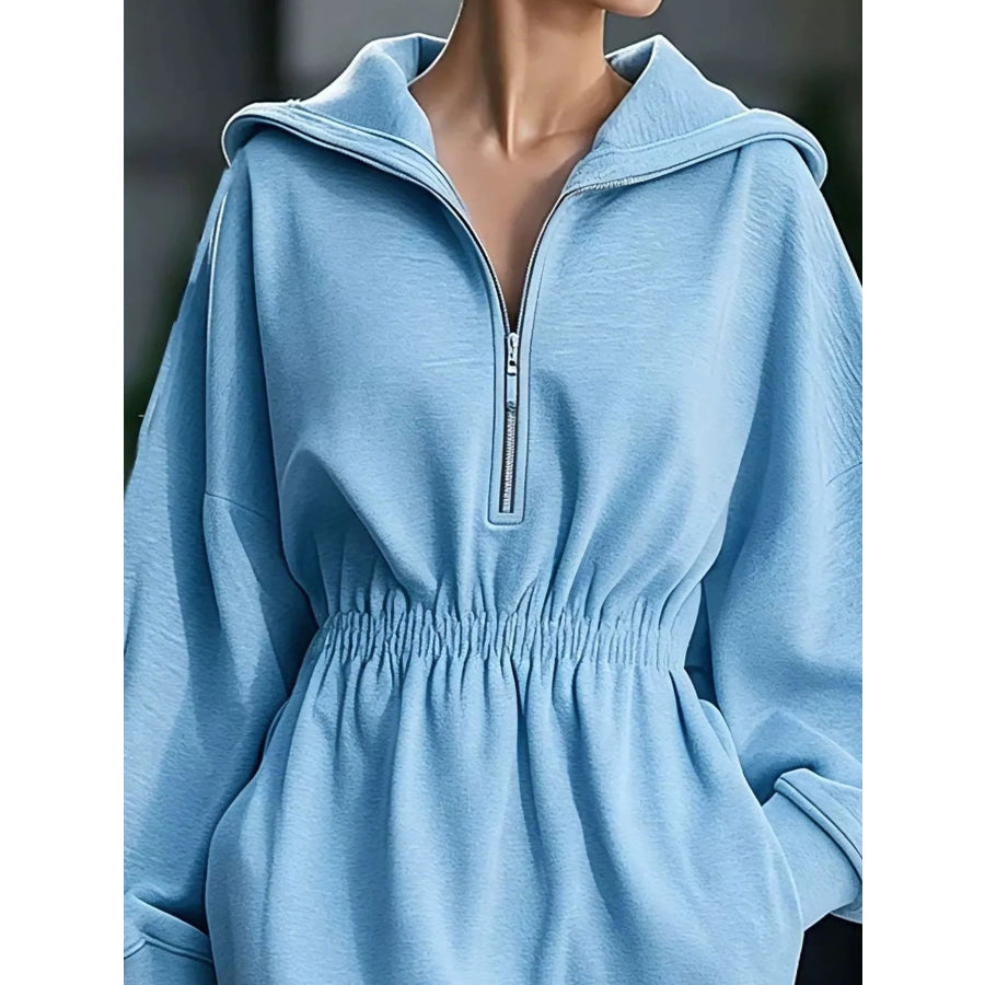 Casual Hooded Quarter-Zip Sweatshirt Dress Apparel and Accessories