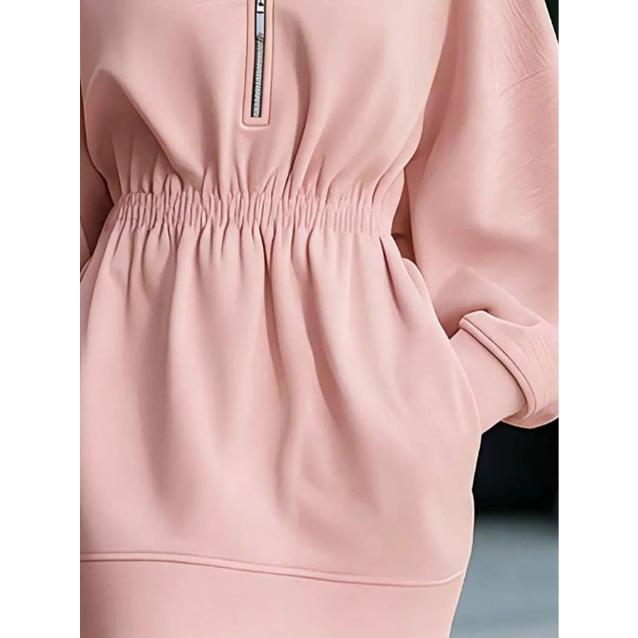 Casual Hooded Quarter-Zip Sweatshirt Dress Apparel and Accessories