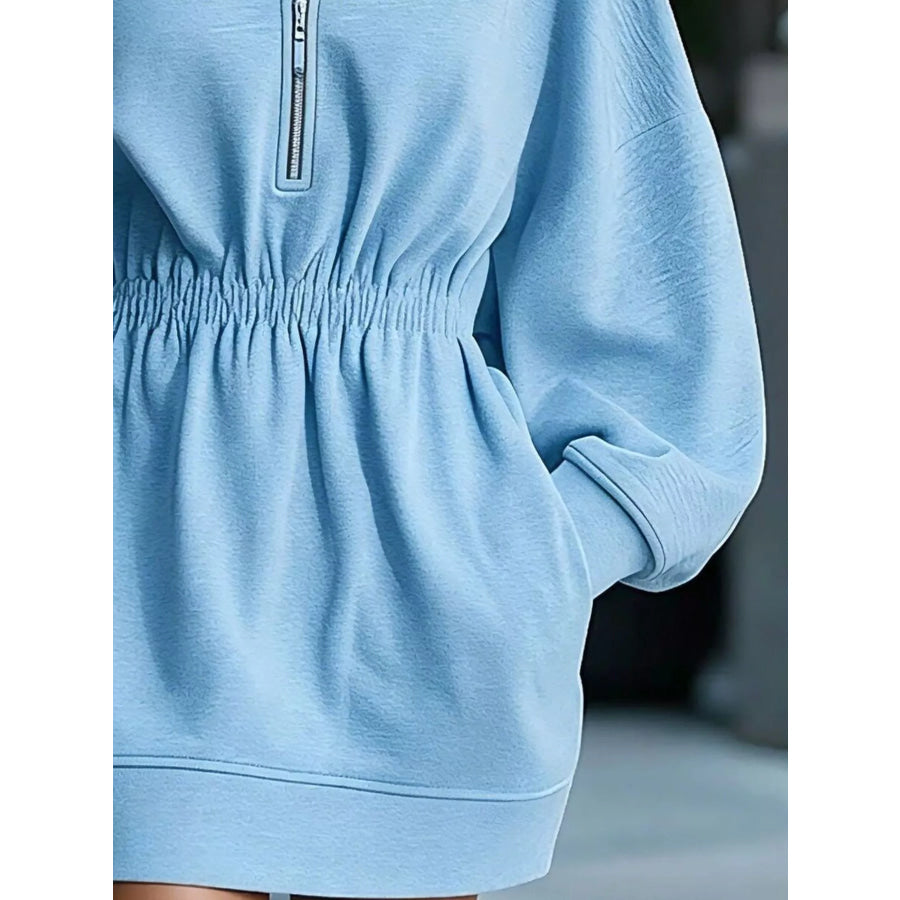 Casual Hooded Quarter-Zip Sweatshirt Dress Apparel and Accessories
