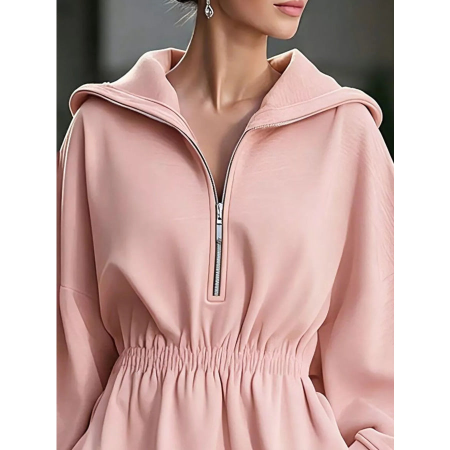 Casual Hooded Quarter-Zip Sweatshirt Dress Apparel and Accessories