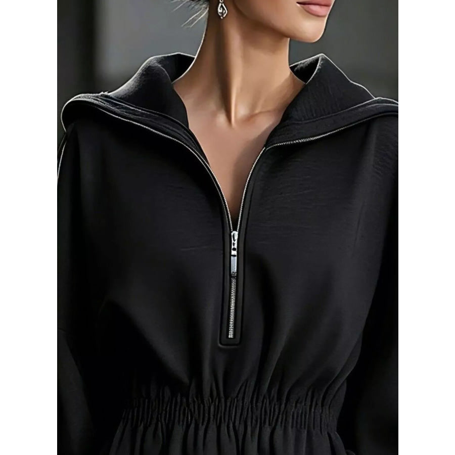 Casual Hooded Quarter-Zip Sweatshirt Dress Apparel and Accessories