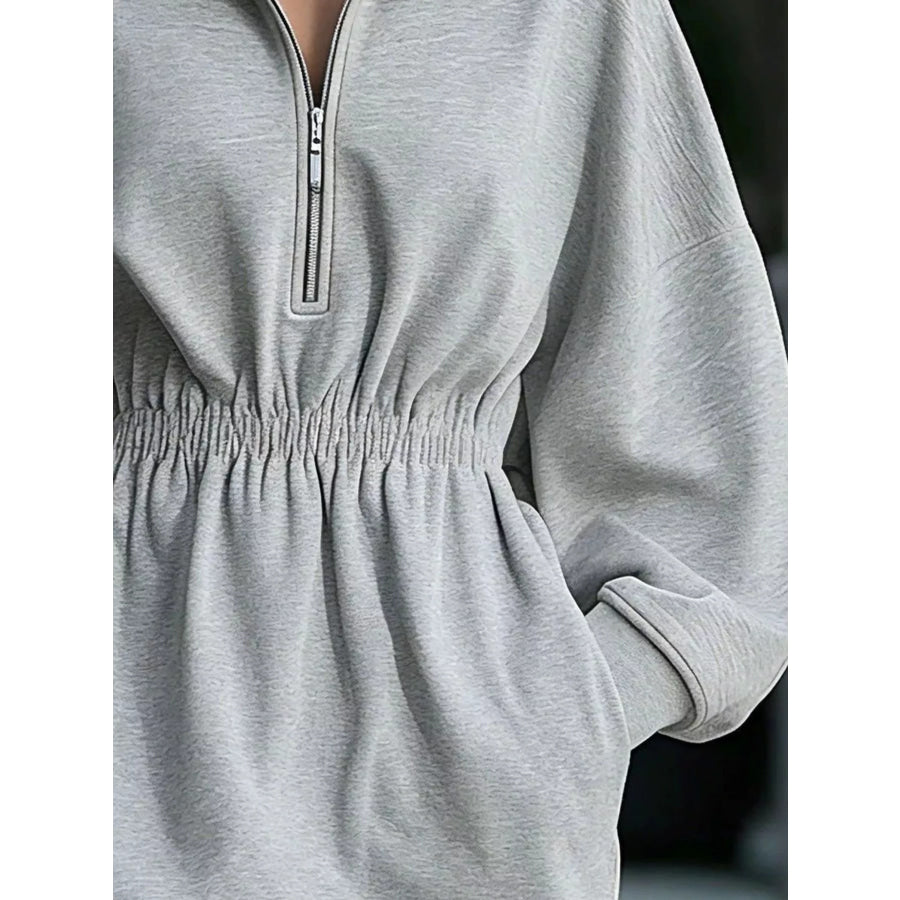 Casual Hooded Quarter-Zip Sweatshirt Dress Apparel and Accessories