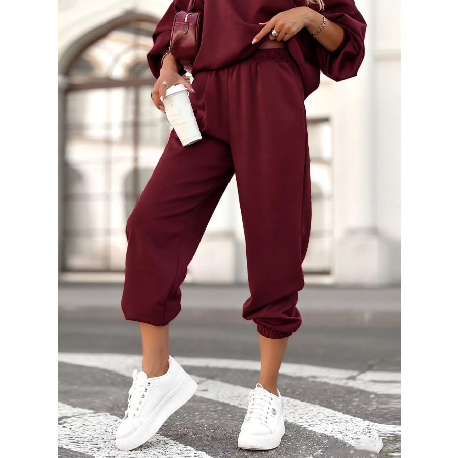 Casual Hoodie and Cropped Pants Set Apparel and Accessories