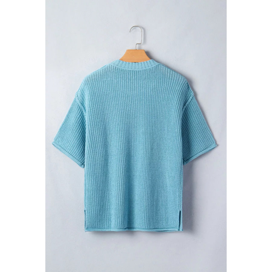 Casual Knit Half Sleeve Sweater Apparel and Accessories