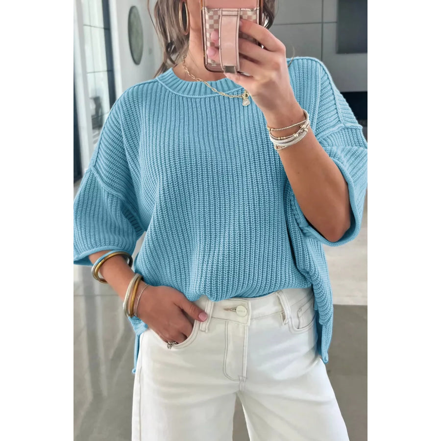 Casual Knit Half Sleeve Sweater Apparel and Accessories