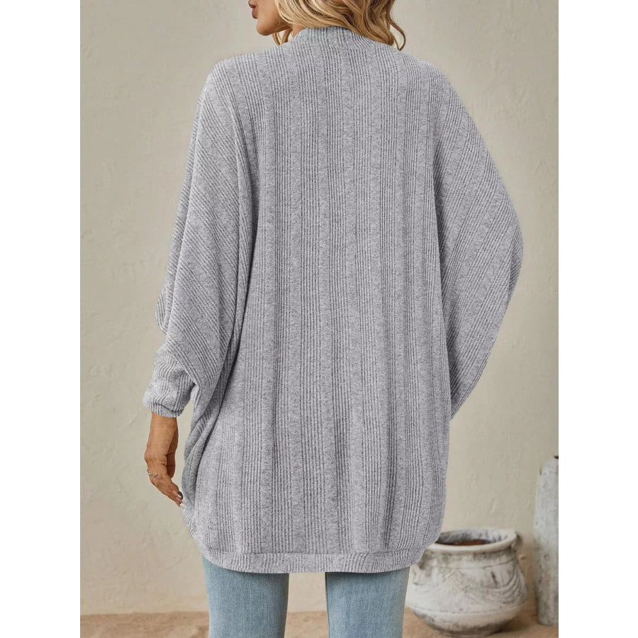 Casual Knit Open Front Cardigan Light Gray / S Apparel and Accessories