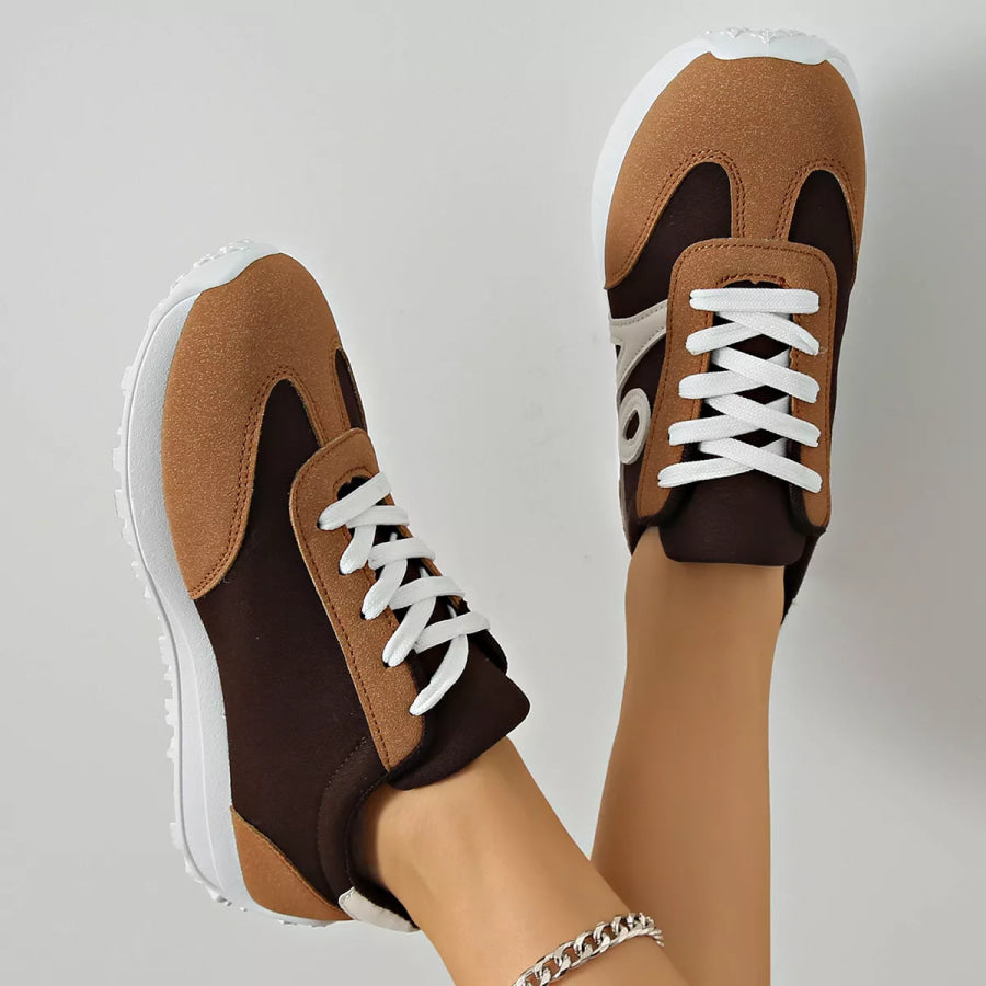 Casual Lace-Up Contrast Sneakers Apparel and Accessories