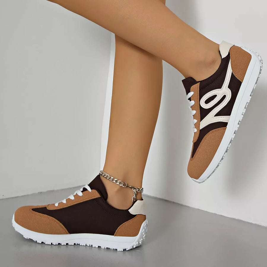 Casual Lace-Up Contrast Sneakers Apparel and Accessories