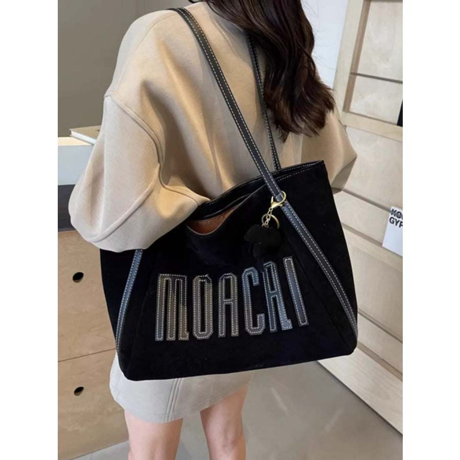 Casual Letter Shoulder Bag Black / One Size Apparel and Accessories